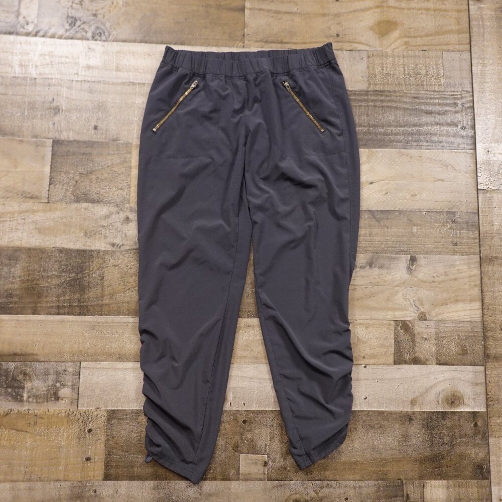 Athleta Ruched Ankle Wander Jogger Women’s 10 Gray Stretch Travel Yoga